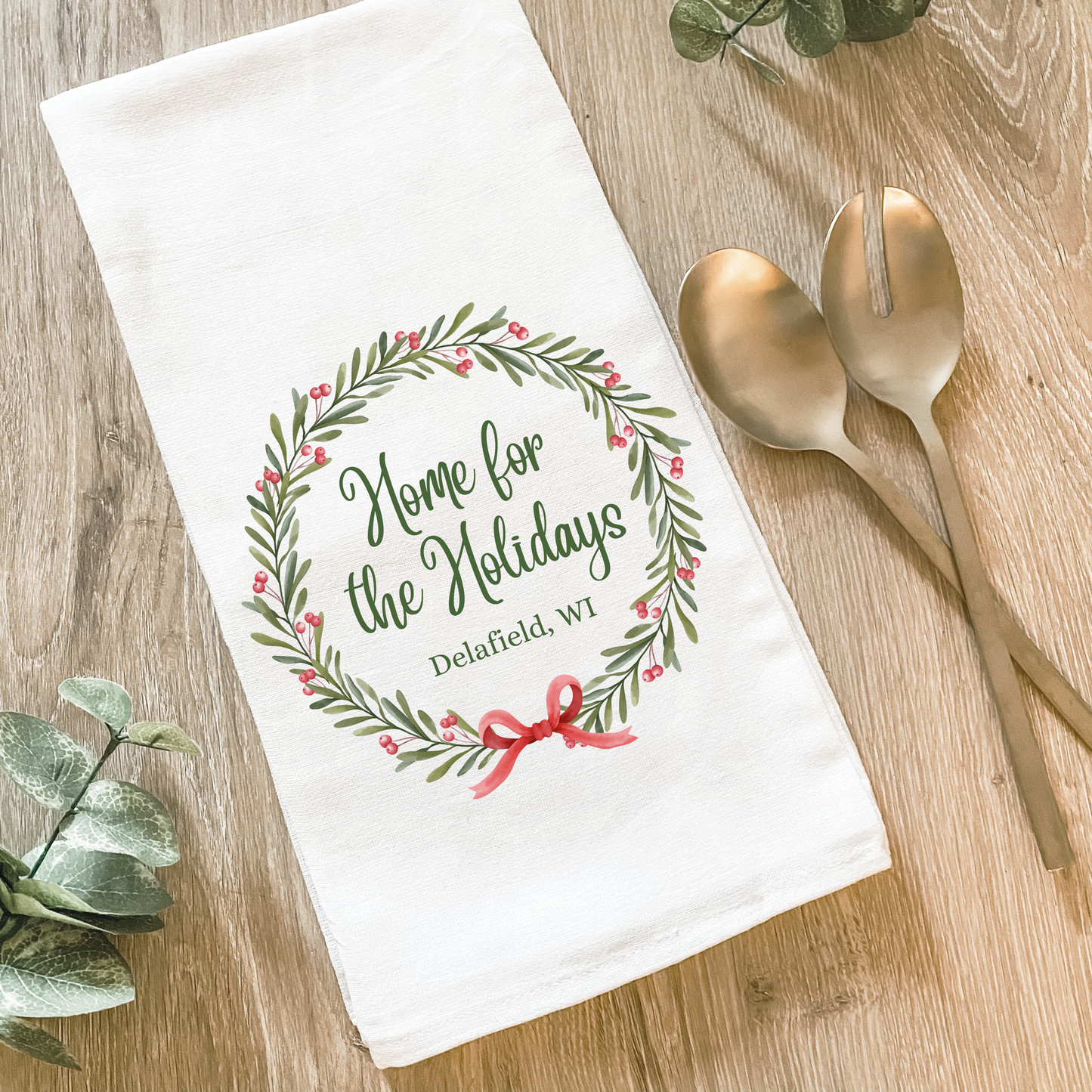 Cedarburg, WI Home For The Holidays City State - Cotton Tea Towel