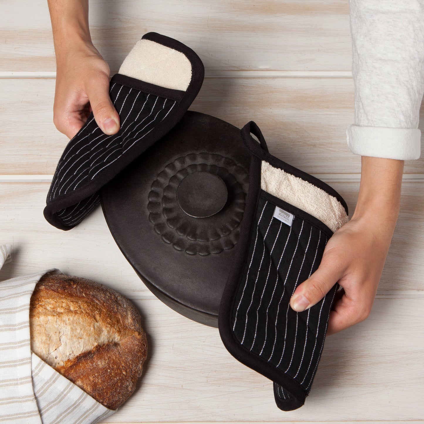 Superior Black Pinstripe Potholder - Now Designs by Danica