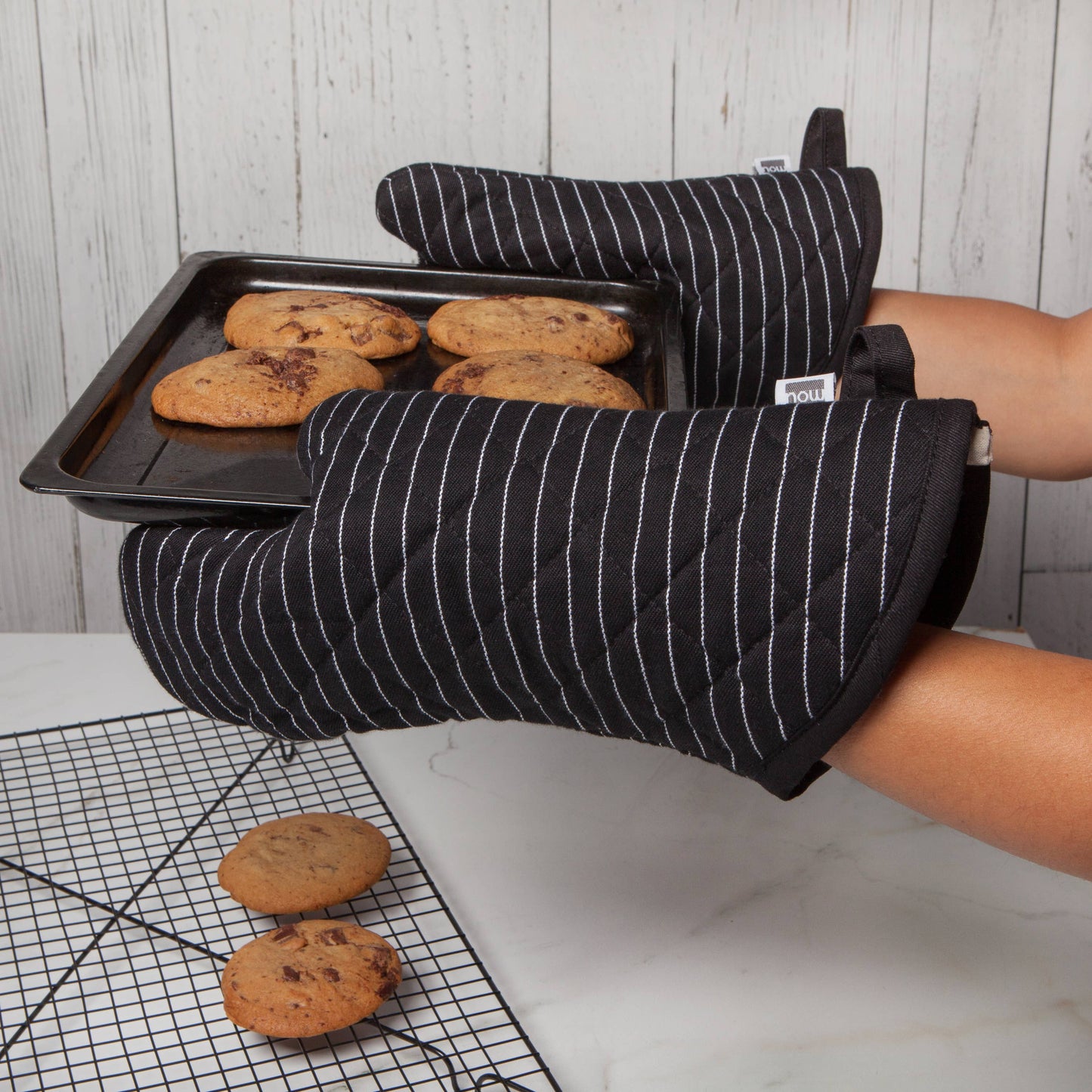Superior Black Pinstripe Oven Mitt - Now Designs by Danica