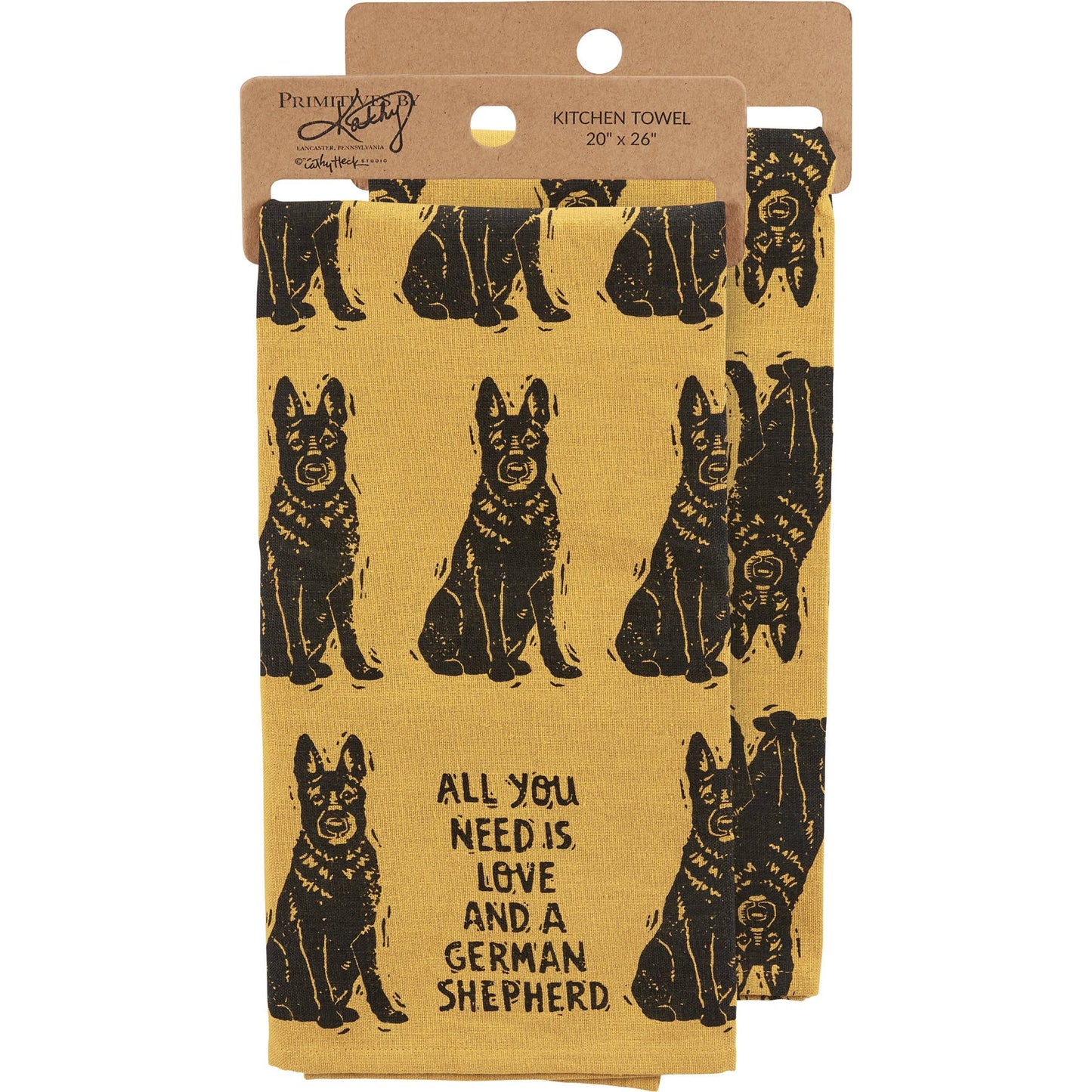 Love And A Shepherd Kitchen Towel - Primitives by Kathy