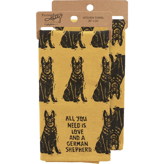 Love And A Shepherd Kitchen Towel - Primitives by Kathy