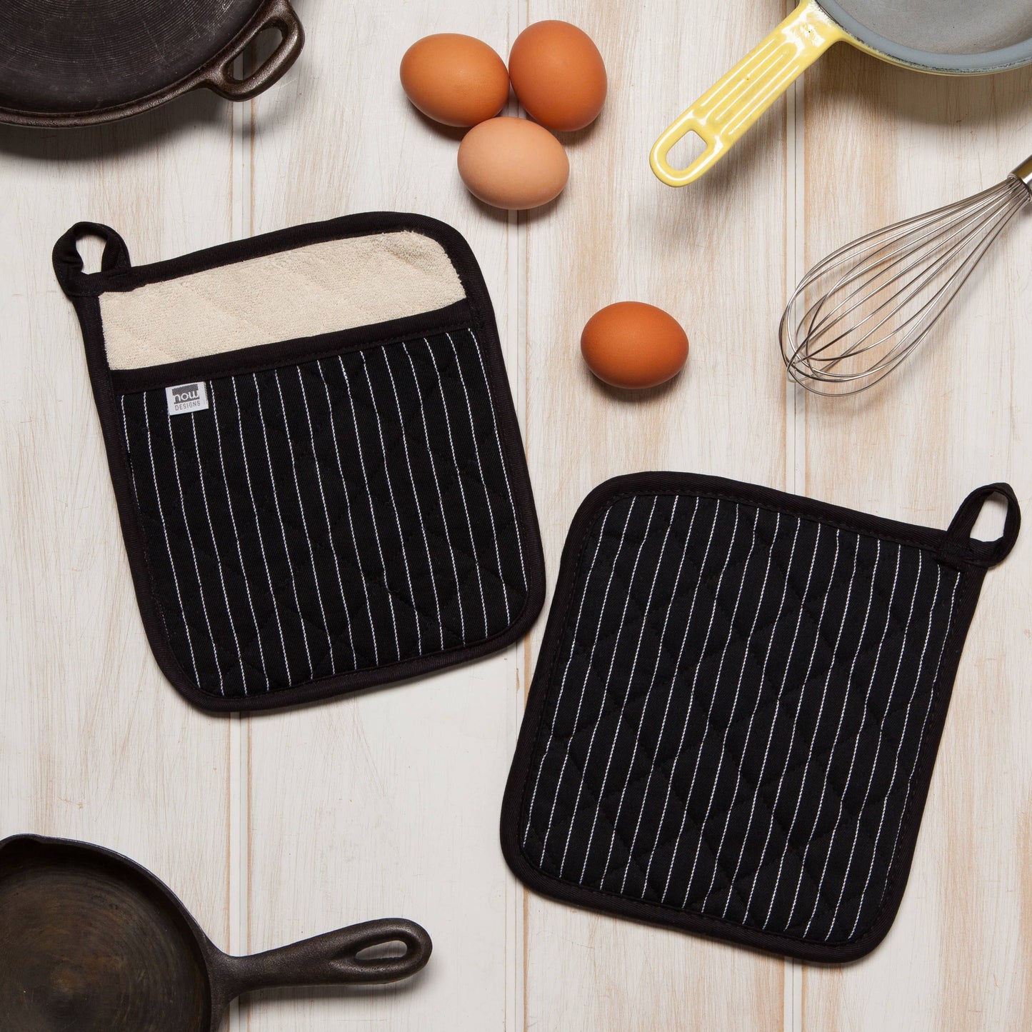 Superior Black Pinstripe Potholder - Now Designs by Danica