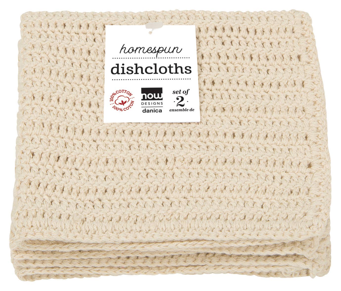 Homespun Natural Crocheted Dishcloths Set of 2 - Now Designs by Danica