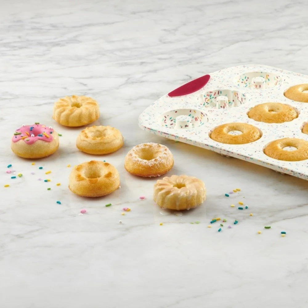 12 Mini Decorated Donut Pan, Silicone- Trudeau