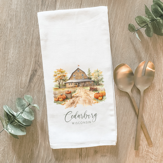 Cedarburg Fall Farm Cotton Tea Towel- Lissi Designs