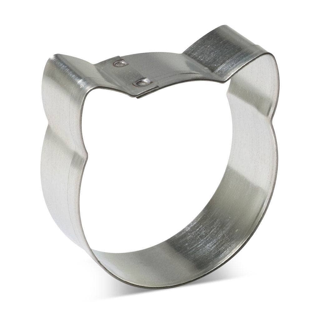 Mini Round Cat Face Cookie Cutter, 1.5"