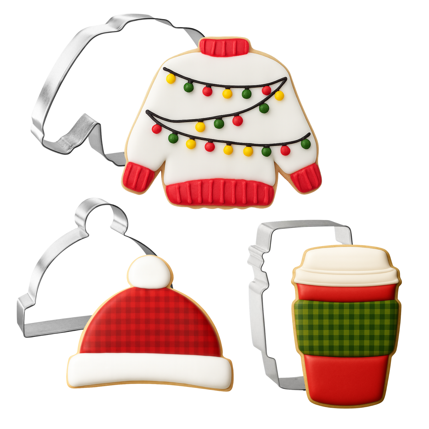 Winter Sweater Latte Cap Cookie Cutter 3 Pc Set