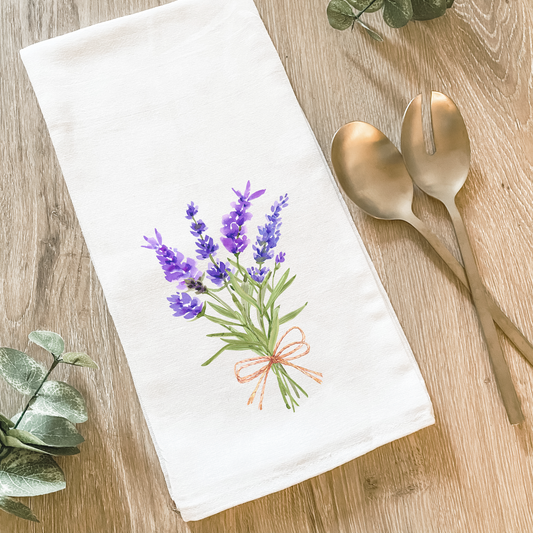 Lavender Flower Bunch Cotton Tea Towel- Lissi Designs