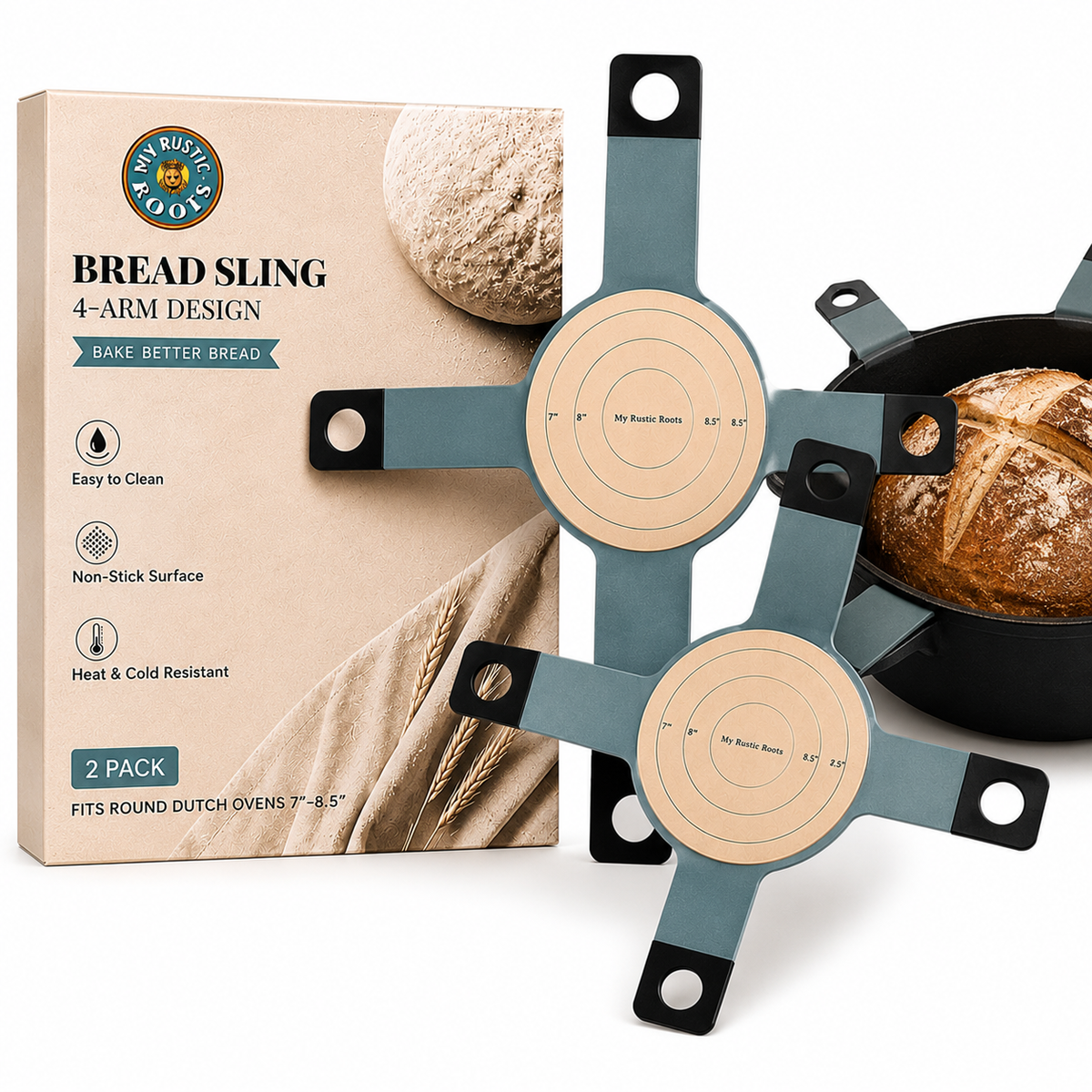 Bread Sling for Dutch Oven Baking, 4-Arm, 2-Pack- My Rustic Roots