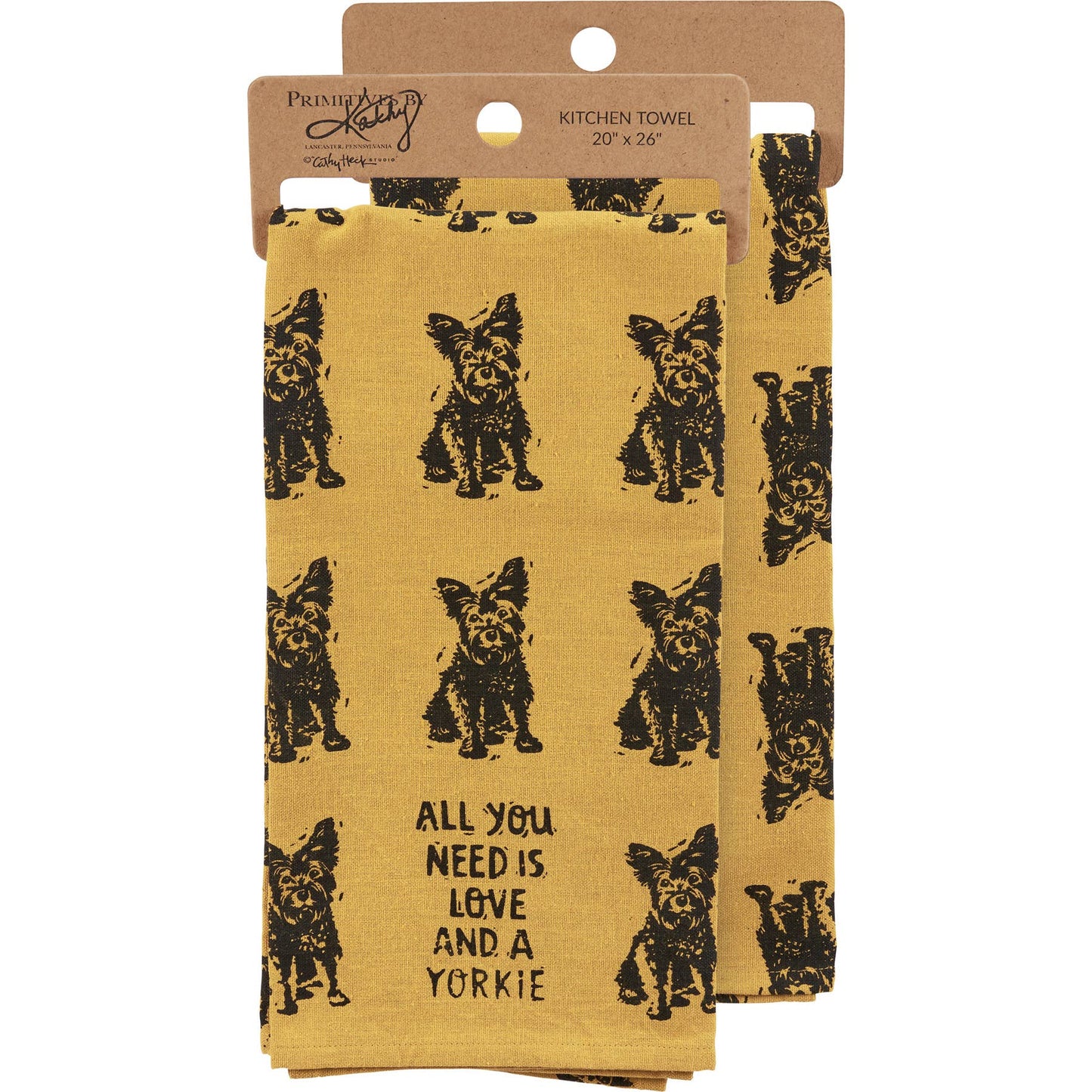 Love And A Yorkie Kitchen Towel - Primitives by Kathy
