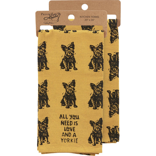 Love And A Yorkie Kitchen Towel - Primitives by Kathy