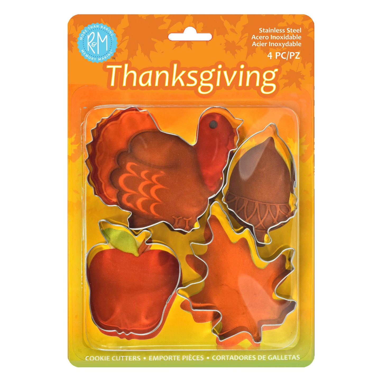 Thanksgiving 4 PC S/S Cookie Cutter Set Carded