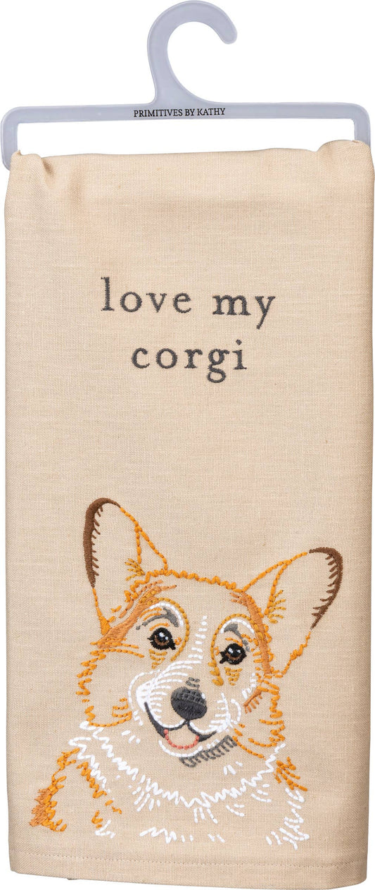 Love My Corgi Kitchen Towel- Primitives by Kathy