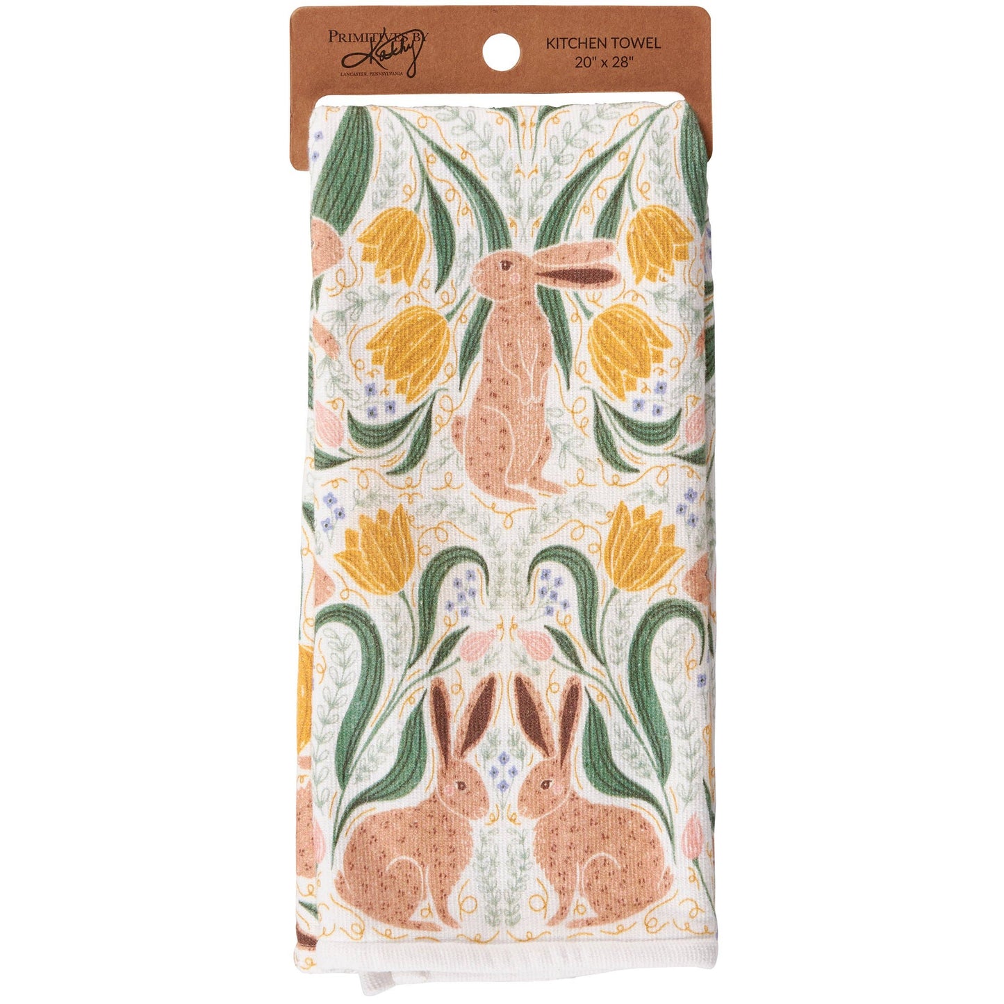Rabbit Folk Art Kitchen Towel- Primitives by Kathy