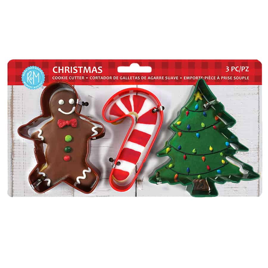 Christmas 3 pc Color Cookie Cutter Carded Set - R&M International