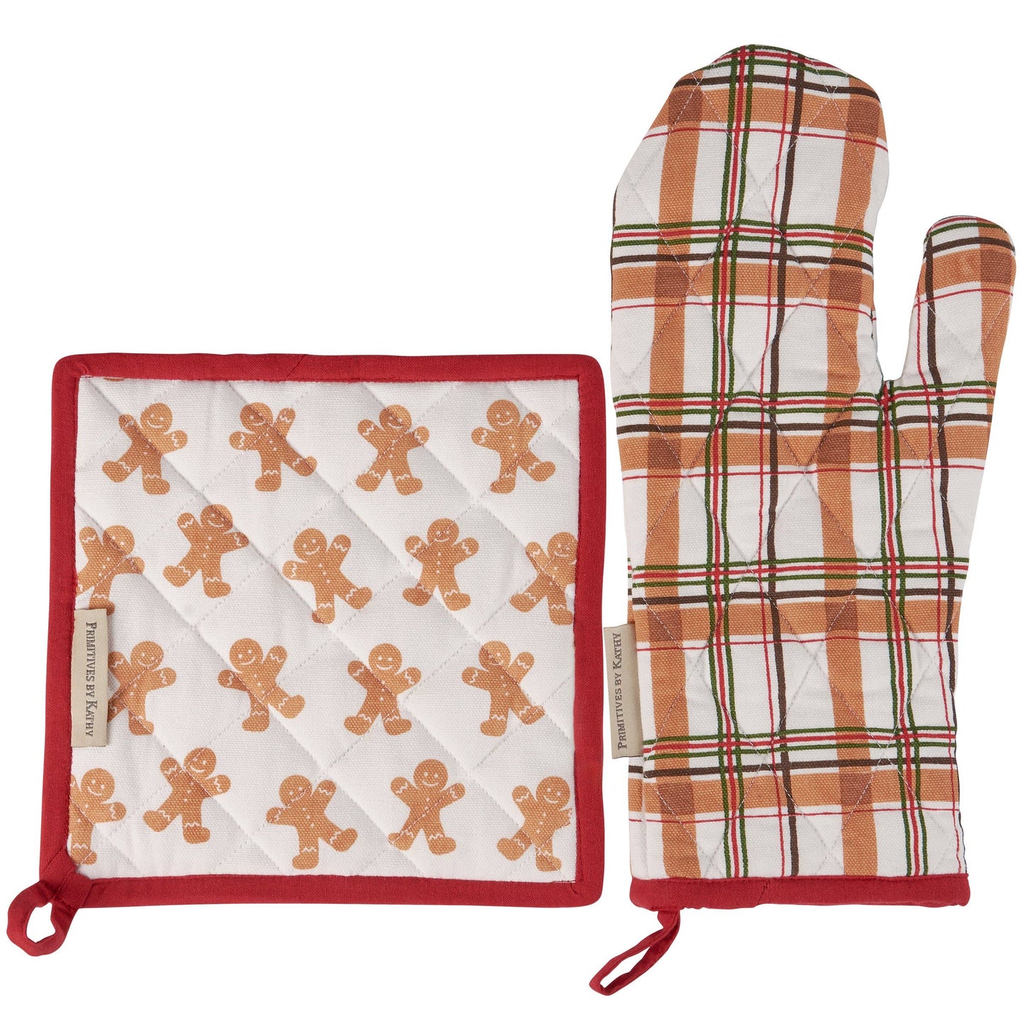 Gingerbread Man Oven Mitt and Potholder Set