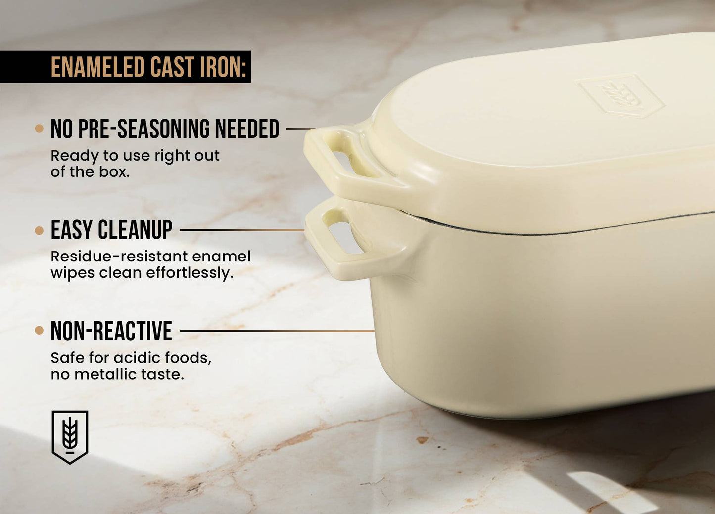 Kook - Dutch Oven with Lid, Enameled Cast Iron, 5qt
