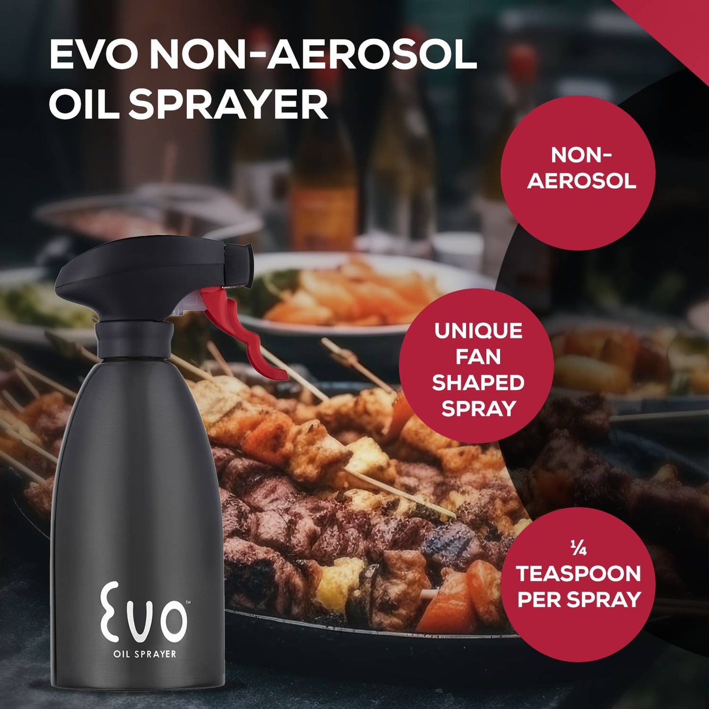 Evo Stainless Steel Oil Sprayer – Refillable 16oz Bottle