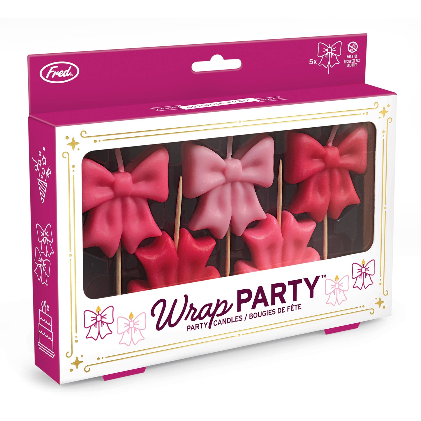 WRAP PARTY Bow Candles, Set of 5- Fred & Friends