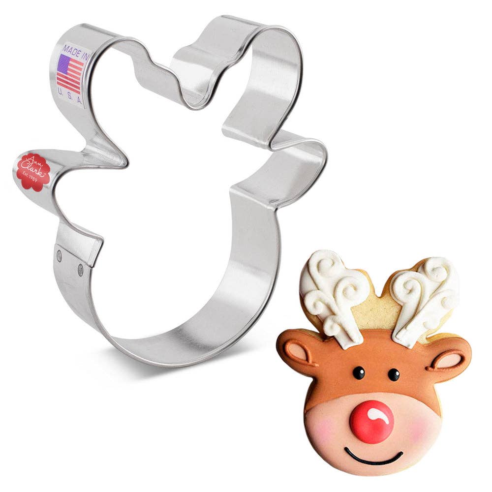 Flour Box Bakery Reindeer Head Cookie Cutter 3.25" - Ann Clark