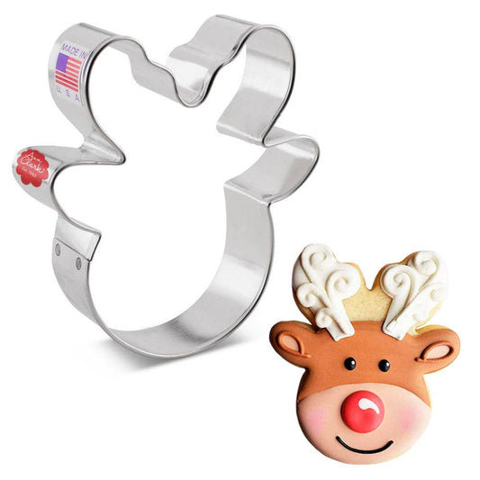 Flour Box Bakery Reindeer Head Cookie Cutter 3.25" - Ann Clark