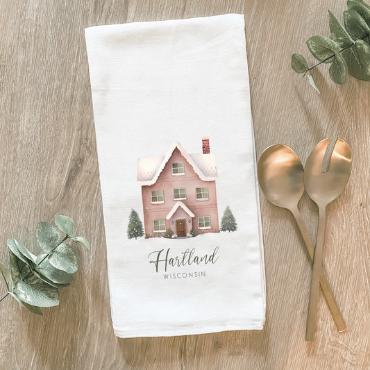 Cedarburg Holiday Hometown Cotton Tea Towel- Lissi Designs