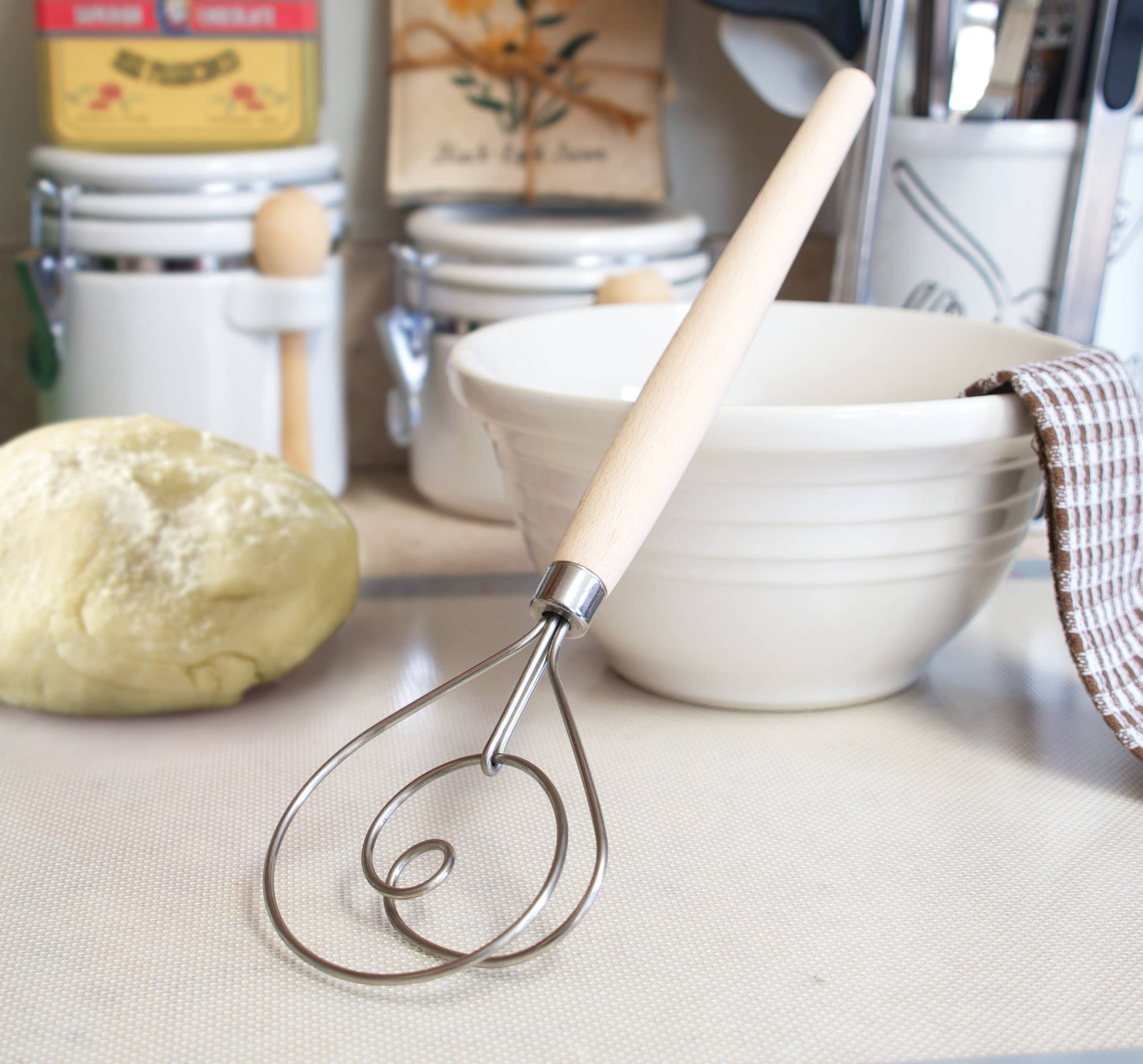 12” Danish Dough Whisk, Stainless Steel and Wood - Fox Run