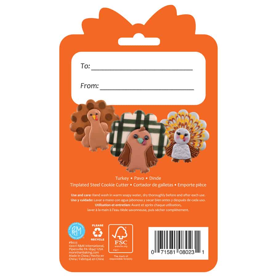 Turkey Cookie Cutter 3.5" Carded - R&M International