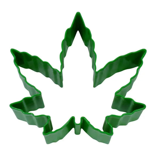 Marijuana Leaf Cookie Cutter, Green Polyresin, 4"- R&M