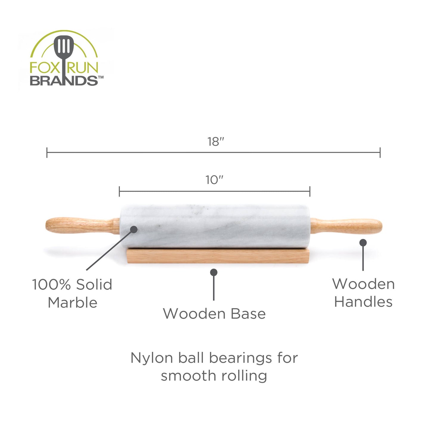 18” Marble Rolling Pin and Base - Fox Run