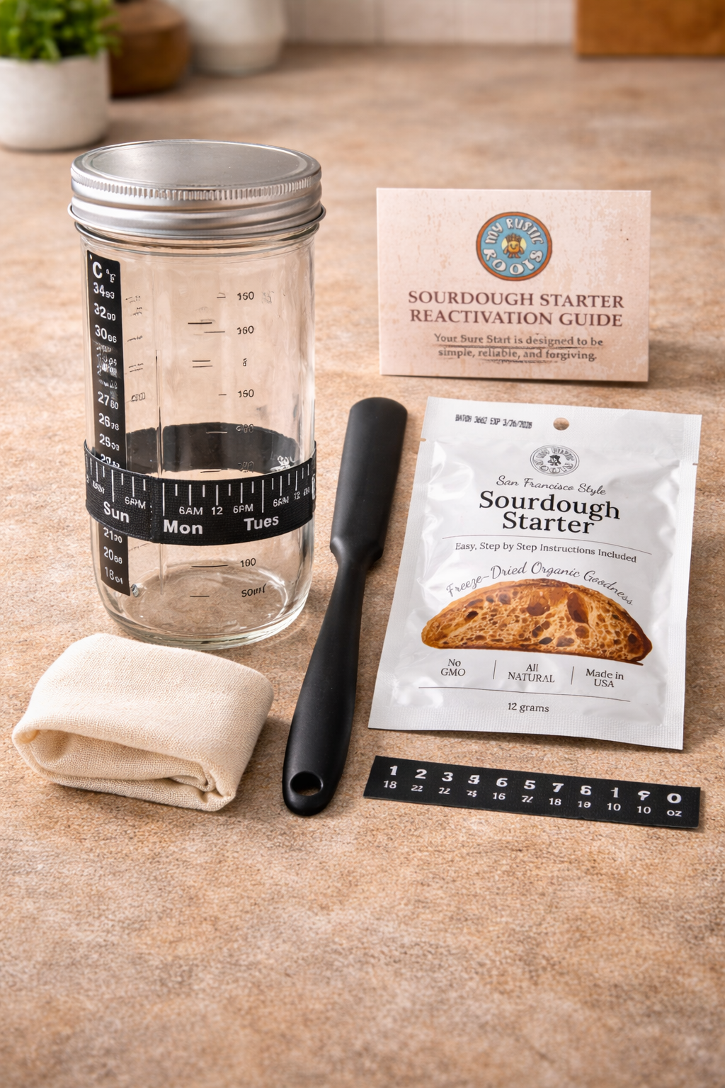 Complete Sourdough Starter Jar Kit – BONUS BAG OF STARTER- My Rustic Roots