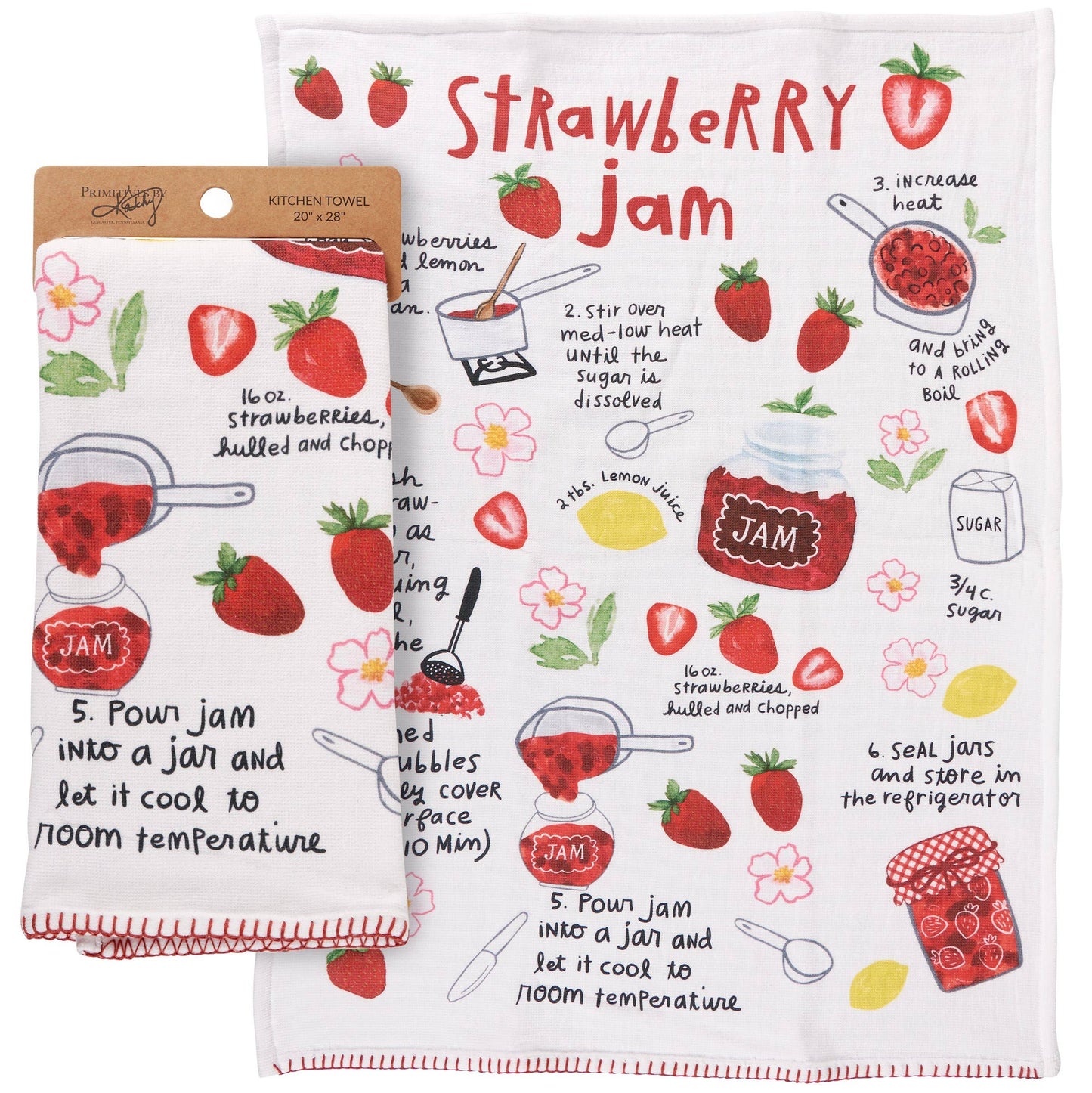 Strawberry Jam Recipe Kitchen Towel- Primitives by Kathy