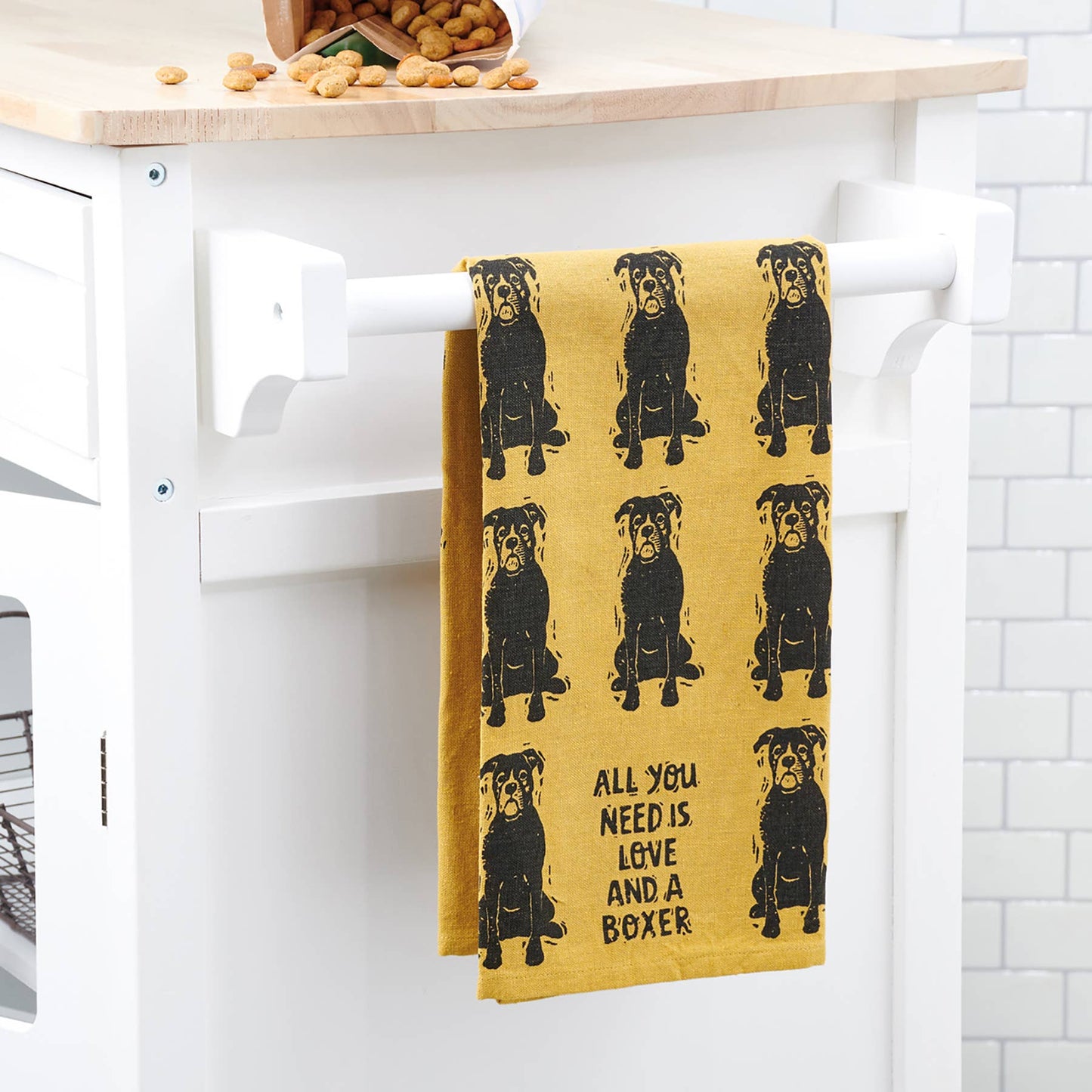 Love And A Boxer Kitchen Towel - Primitives by Kathy