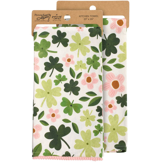Shamrocks Kitchen Towel - Primitives by Kathy