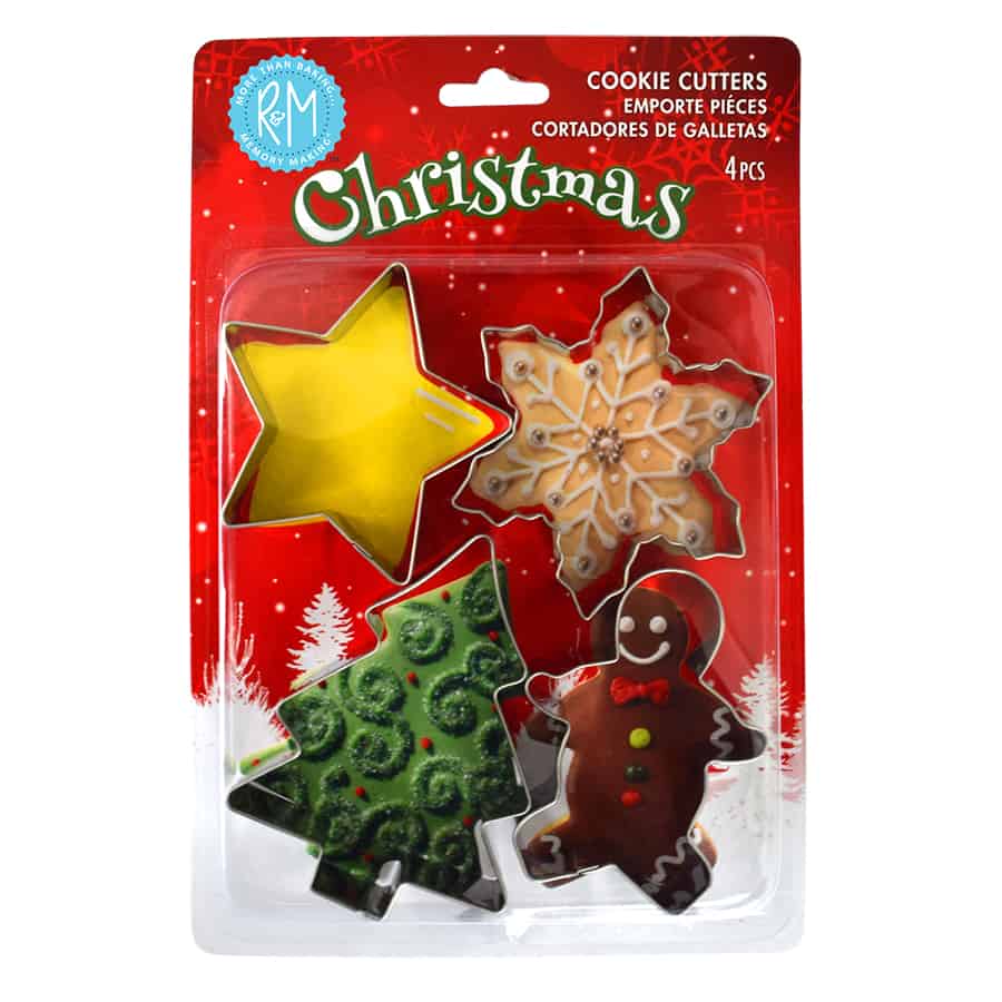 Christmas 4 PC S/S Cookie Cutter Set Carded - R&M International