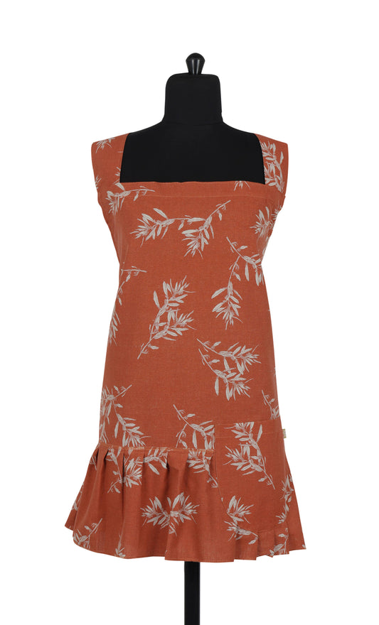Ruffled Pinafore Olives Apron - Cinnamon- Raine & Humble