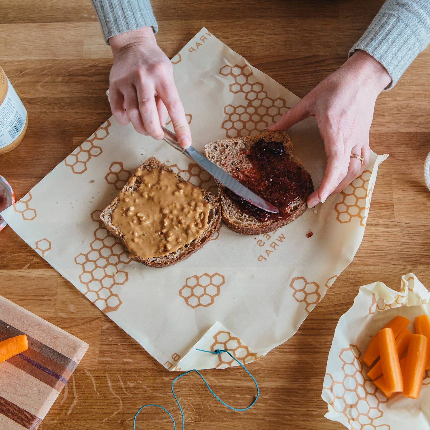 Honeycomb Print Sandwich Wrap- Bee’s Wrap® Beeswax Reusable Bread Wrap