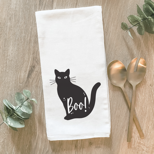 Halloween Black Cat Cotton Tea Towel- Lissi Designs