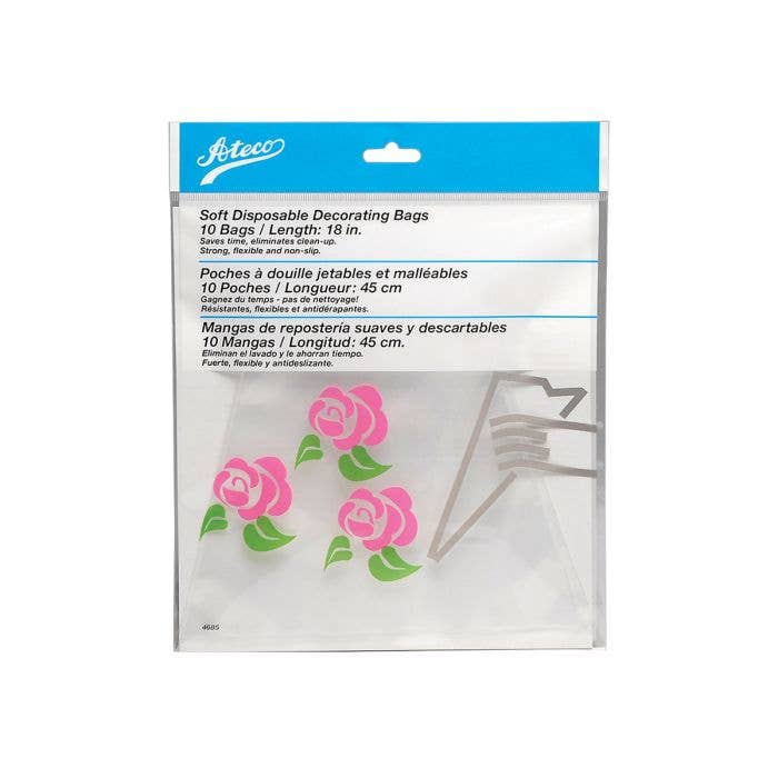 Ateco Soft Disposable Bags, 12in, Set Of 10