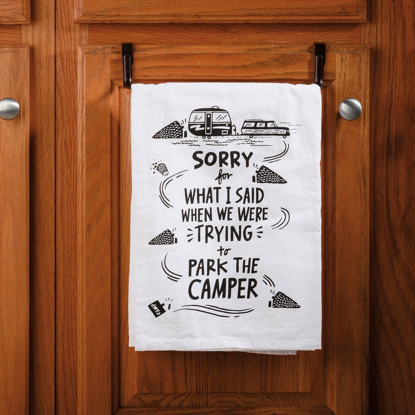 We Were Trying To Park The Camper Kitchen Towel - Primitives by Kathy