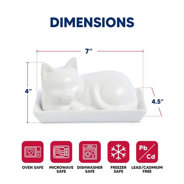 Cat Butter Dish With Lid - HIC Kitchen