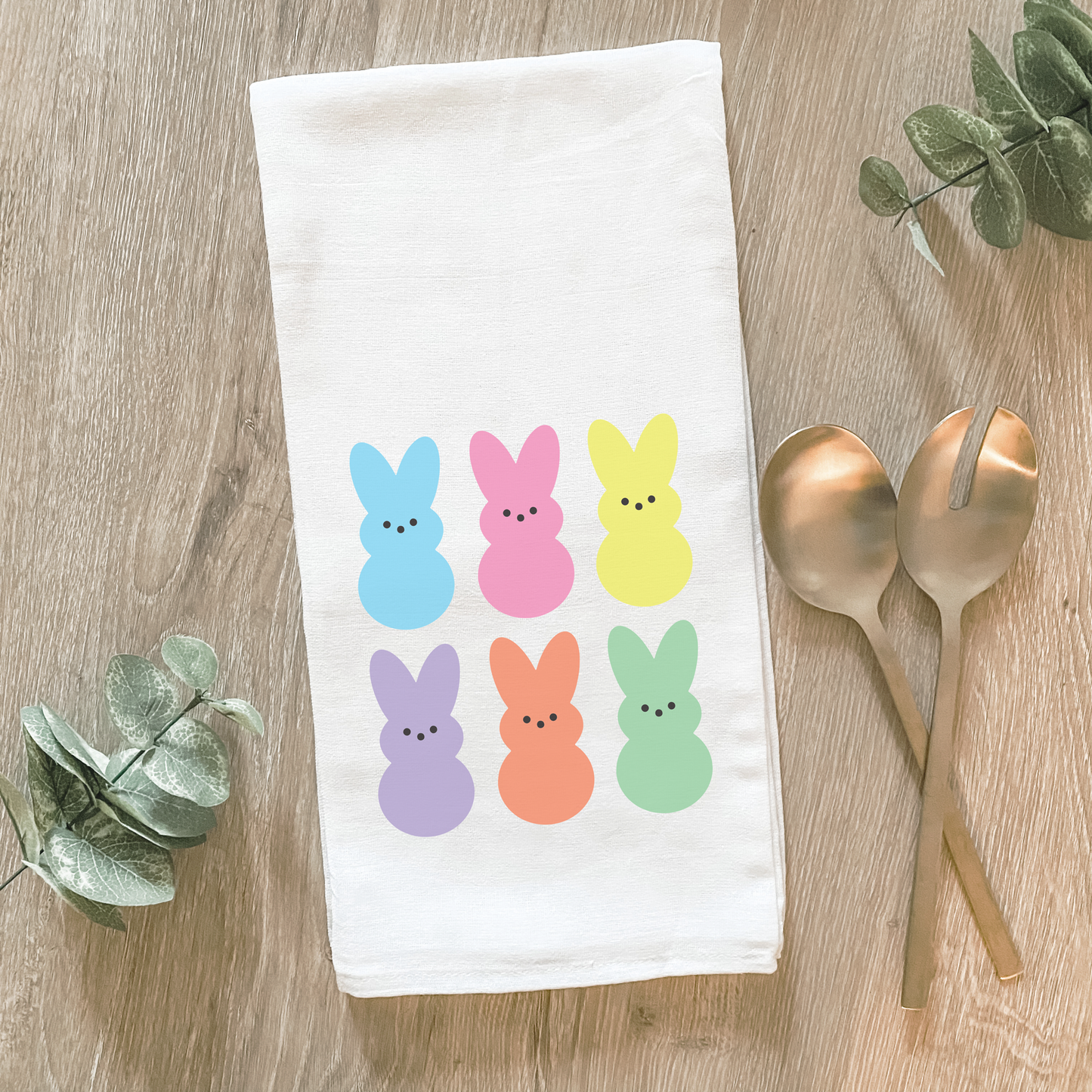 Easter Bunny Peeps Cotton Tea Towel- Lissi Designs