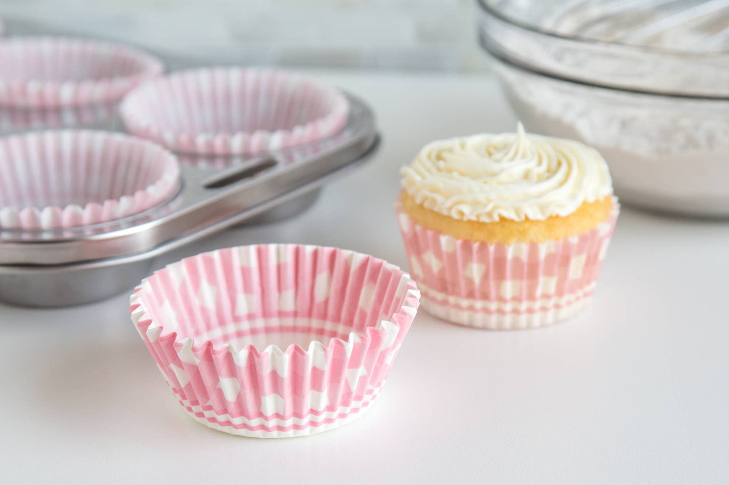 Pink Gingham Bunny Cupcake Liners, Set of 50, 3" - Fox Run