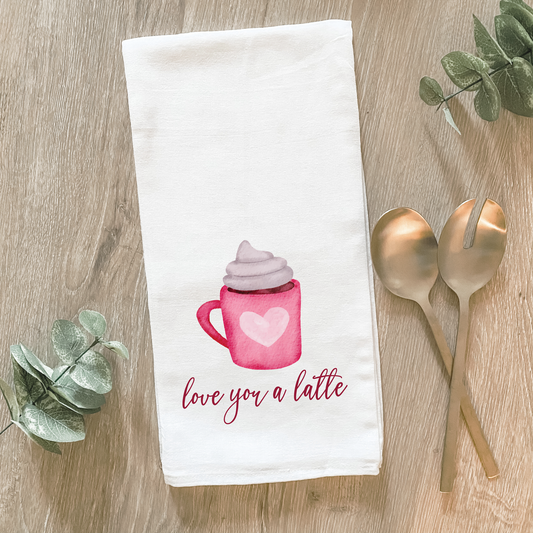 Valentine's Love You A Latte Cotton Tea Towel- Lissi Designs