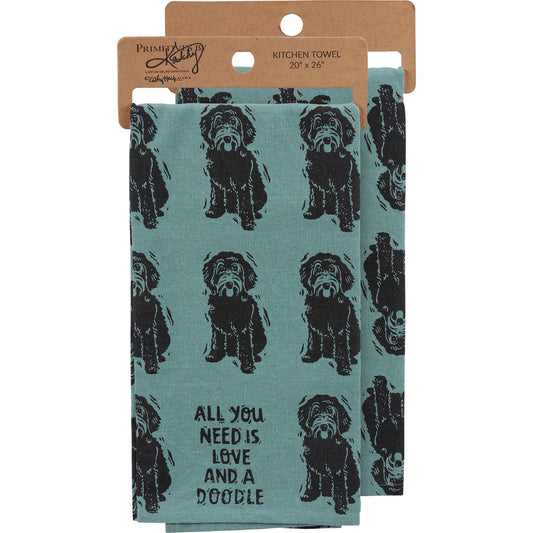 Love And A Doodle Kitchen Towel - Primitives by Kathy