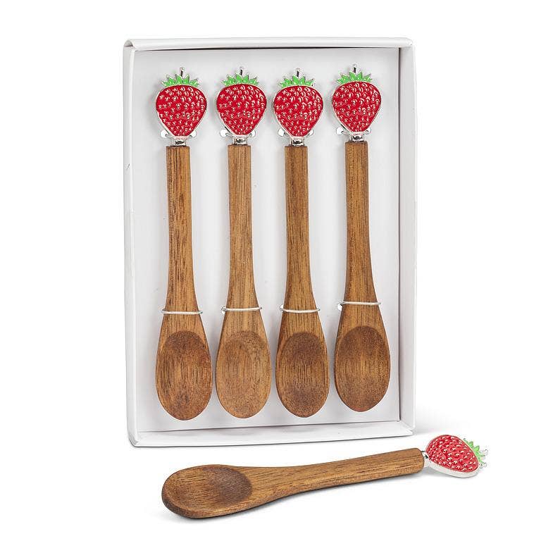 Set of 4 Strawberry Small Spoons-4.5"- Abbott