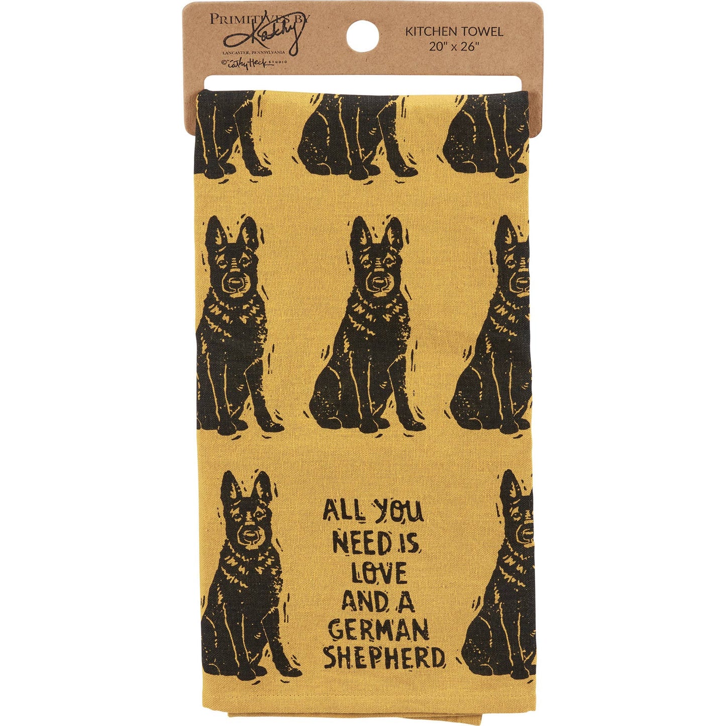 Love And A Shepherd Kitchen Towel - Primitives by Kathy