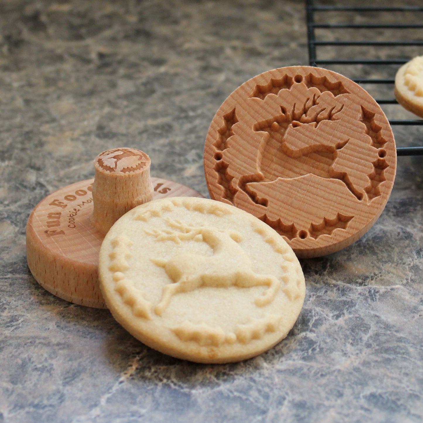 Reindeer and Holly Cookie Stamp - Fun Food Tools