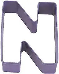 Letter N Cookie Cutter, Purple Polyresin, 3"- R&M