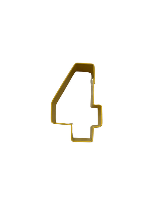 Number 4 Cookie Cutter, Yellow Polyresin, 3"- R&M